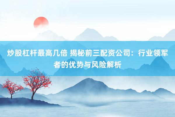炒股杠杆最高几倍 揭秘前三配资公司：行业领军者的优势与风险解析