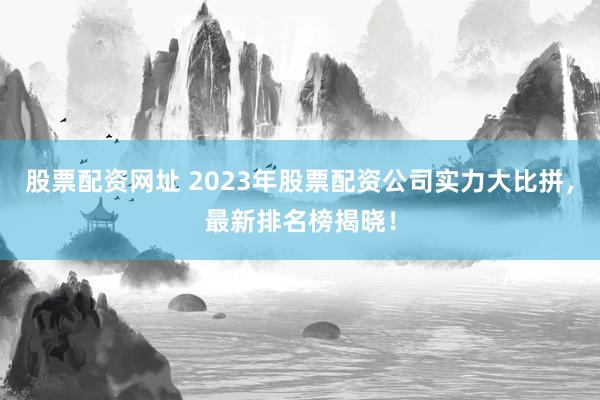 股票配资网址 2023年股票配资公司实力大比拼，最新排名榜揭晓！