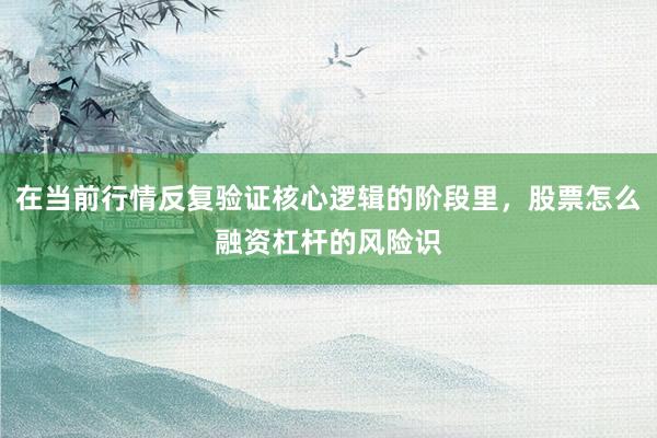 在当前行情反复验证核心逻辑的阶段里，股票怎么融资杠杆的风险识